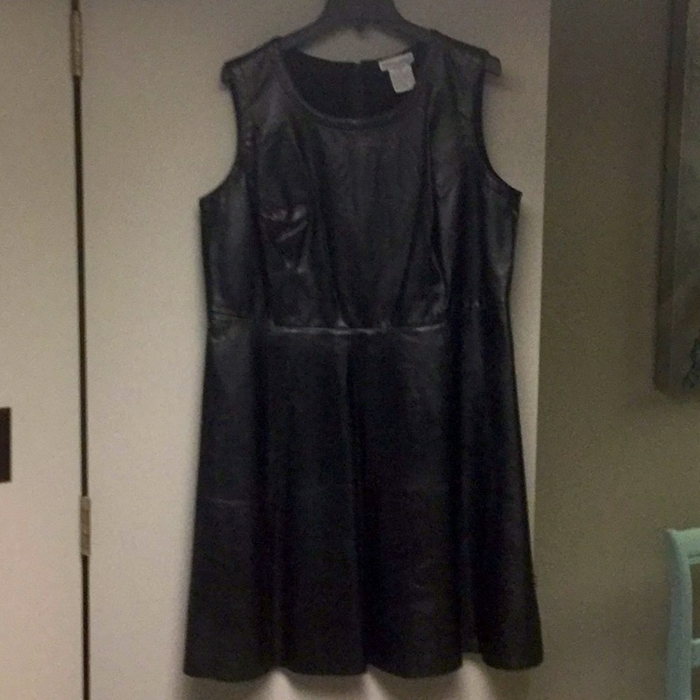 Black genuine leather dress